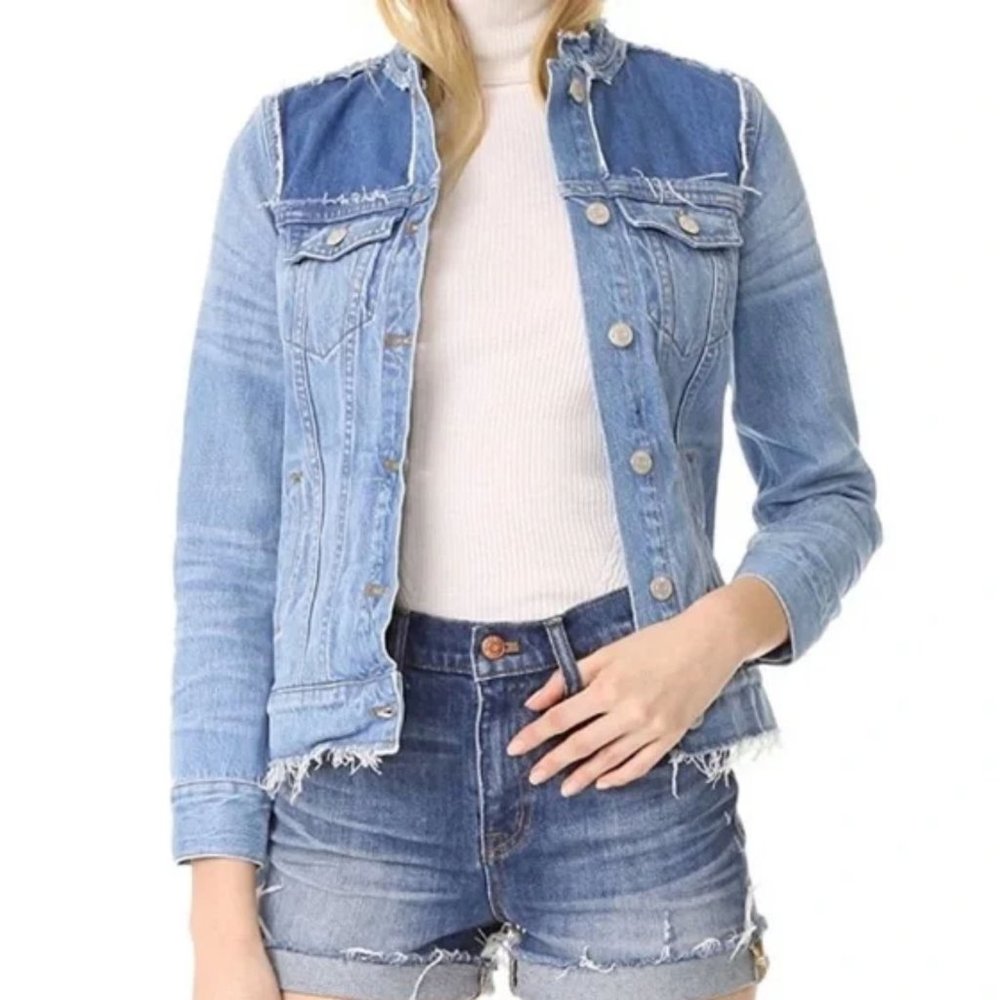 Madewell Patchwork Raw Hem 100% Cotton Denim Jean Jacket XS - Picture 7 of 10
